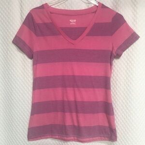 Mossimo Supply Co. Pink and Purple Striped Short Sleeve Tee